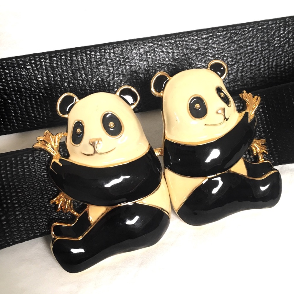 Doreen Ryan panda belt buckle enamel & belt